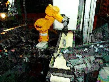Industrial robot guided by a vision system